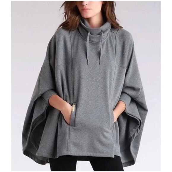 UGG Australia Pichot Turtleneck Poncho w Pockets XS / Small Gray Oversized - Picture 1 of 5